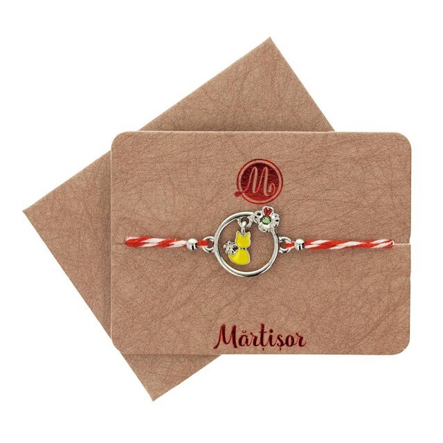 Bratara Argintie Jucausa Pisicuta Galbena