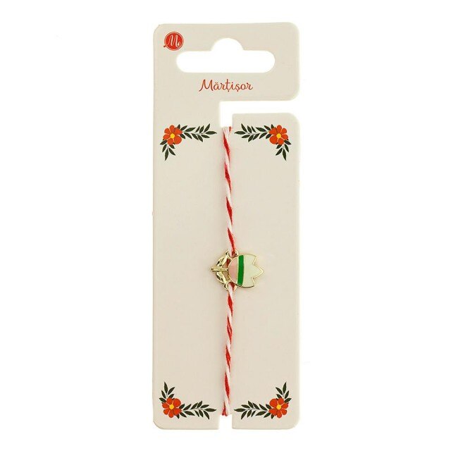 Bratara Aurie Martisor cu Lalea Verde