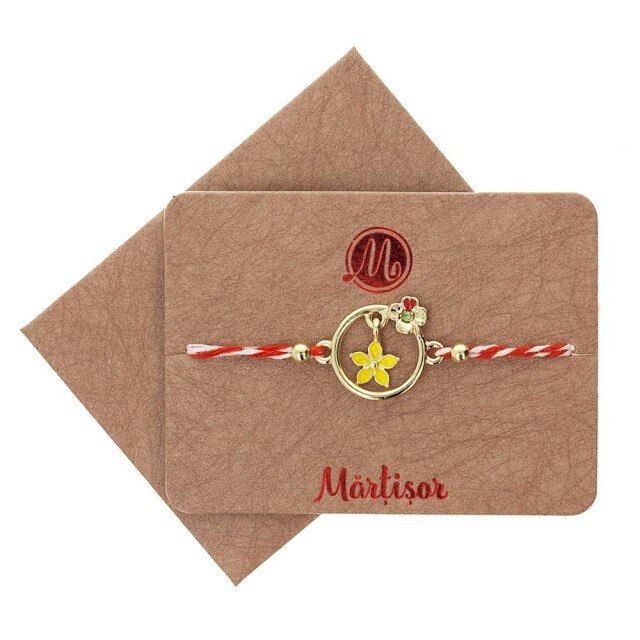 Bratara Aurie Jucausa Floare Galbena