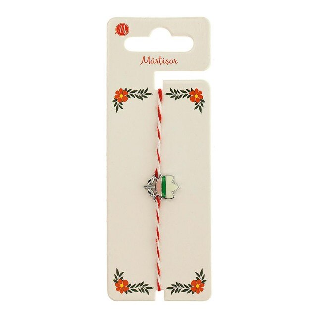 Bratara Argintie Martisor cu Lalea Verde