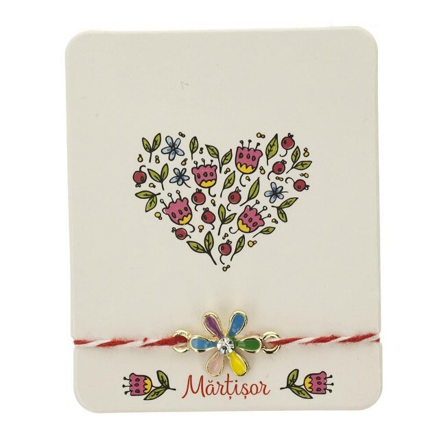 Bratara Aurie Kids cu Floricica Colorata