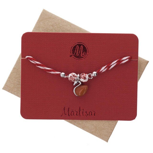 Bratara Martisor Ceramic Lebada Portocalie