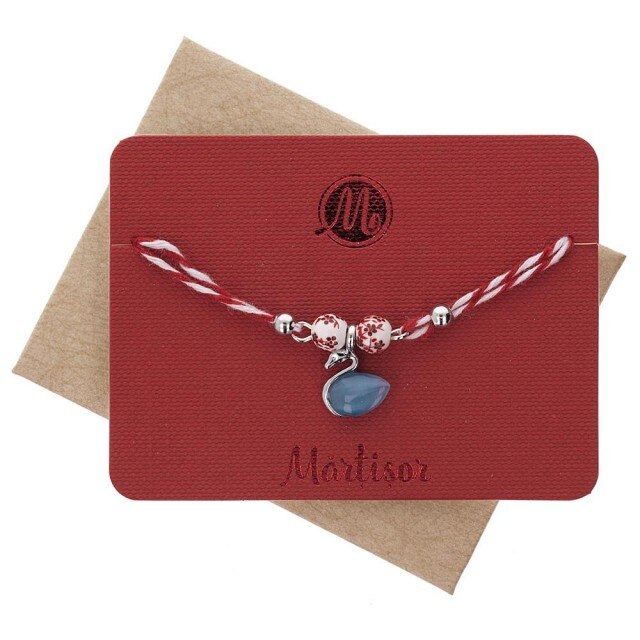 Bratara Martisor Ceramic Lebada Albastra