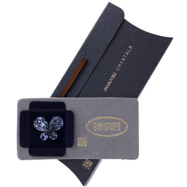 Brosa Swarovski Crystals fluture stralucitor Sapphire