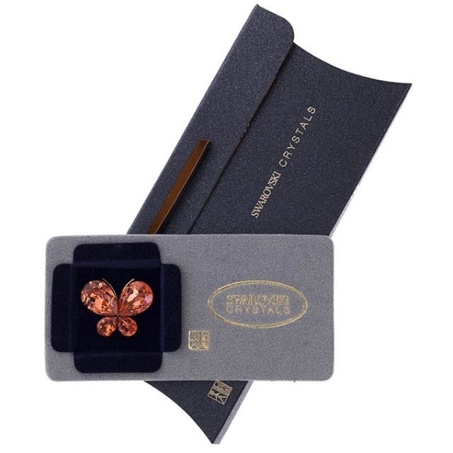 Brosa Swarovski Crystals fluture stralucitor Amber