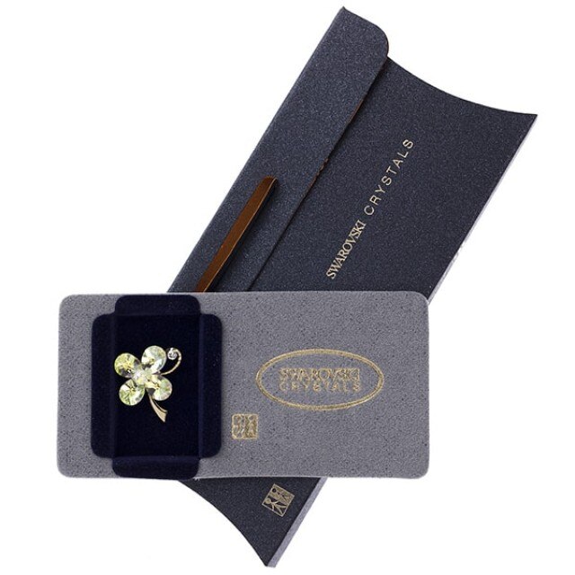 Brosa Swarovski Crystals trifoi elegant Alb Aurora