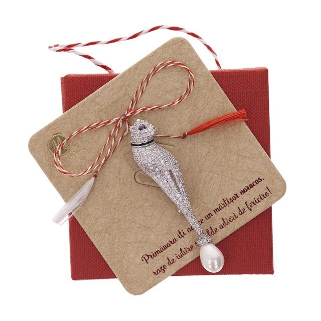 Brosa Gold Plated Pantera Argintie