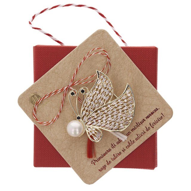 Brosa Gold Plated Fluturas Auriu