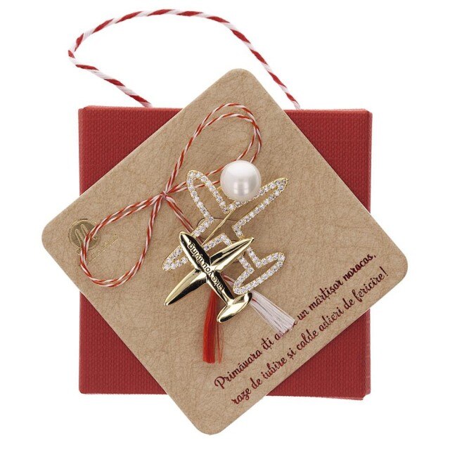 Brosa Gold Plated Avion Auriu