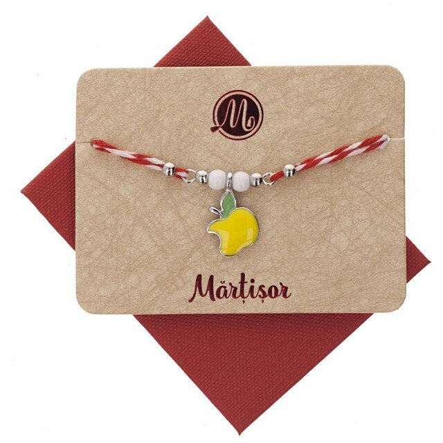 Bratara Argintie Dubla cu Mar Galben