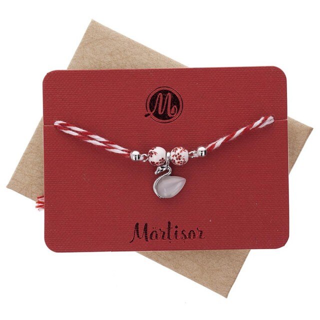 Bratara Martisor Ceramic Lebada Alba