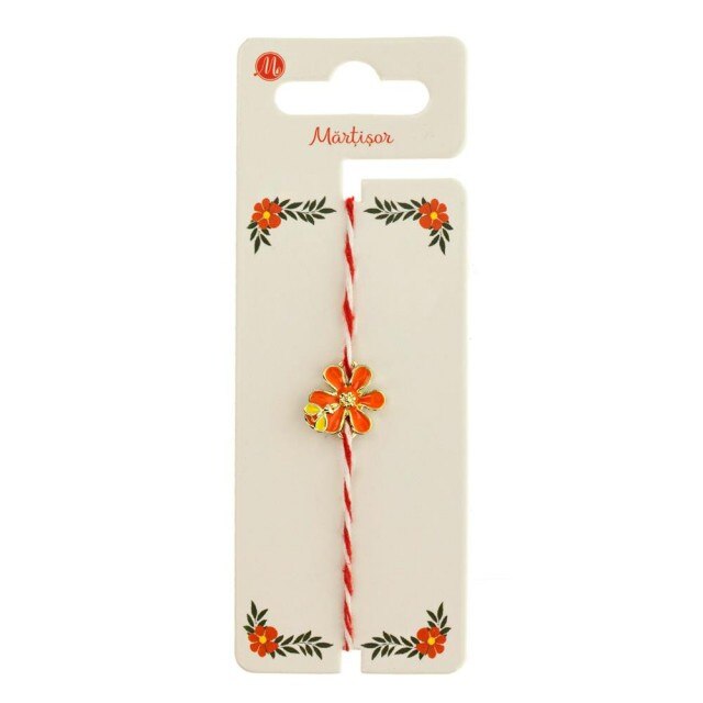 Bratara Aurie Martisor cu Floare Portocalie si Albinuta