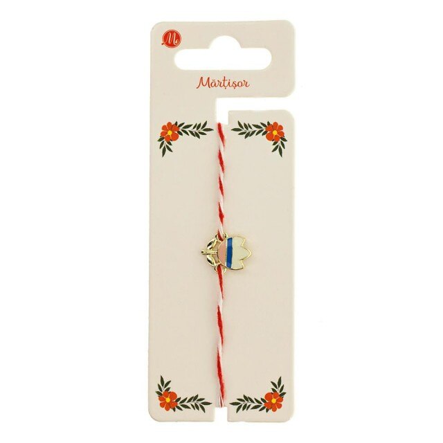 Bratara Aurie Martisor cu Lalea Indigo