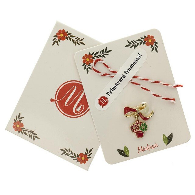 Brosa Jucausa Ghiveci cu Floricele Rosu