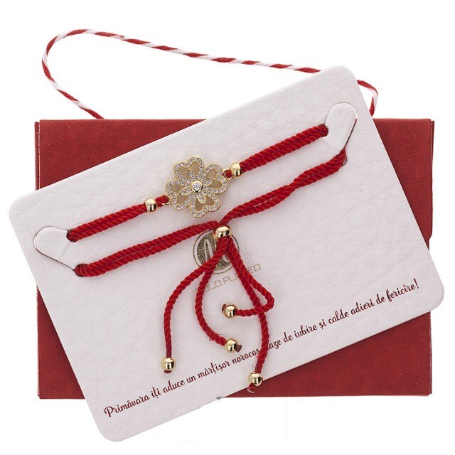 Bratara Martisor Premium Trifoi cu Floricica