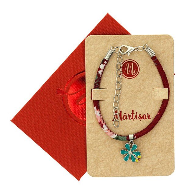 Bratara Grena cu Floare Albastra si Albinuta