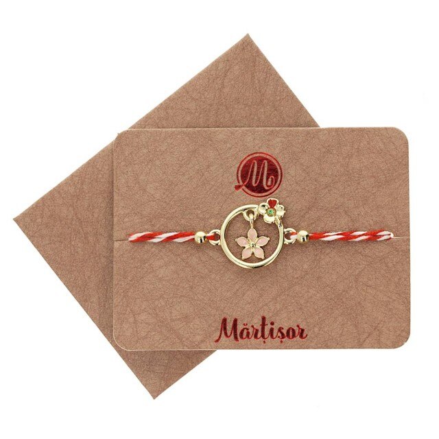 Bratara Aurie Jucausa Floare Roz