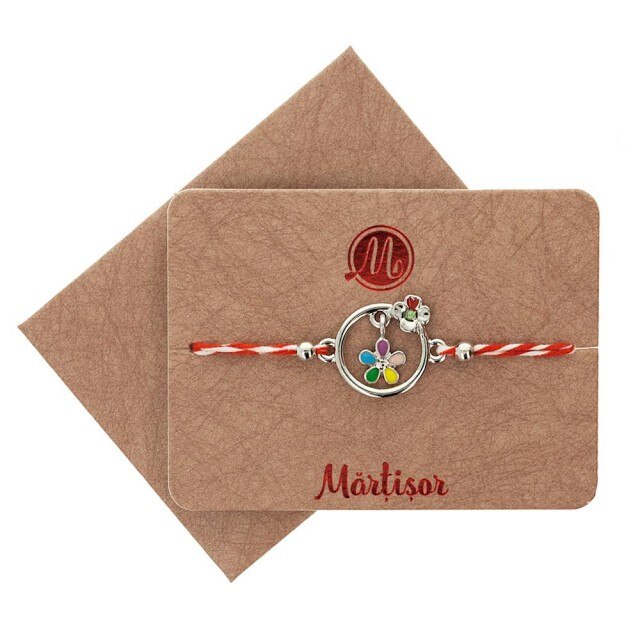 Bratara Argintie Jucausa Floare Colorata