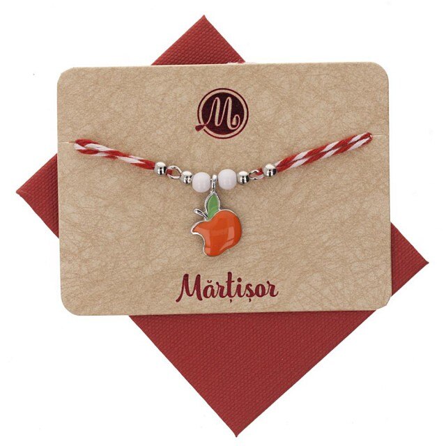 Bratara Argintie Dubla cu Mar Portocaliu