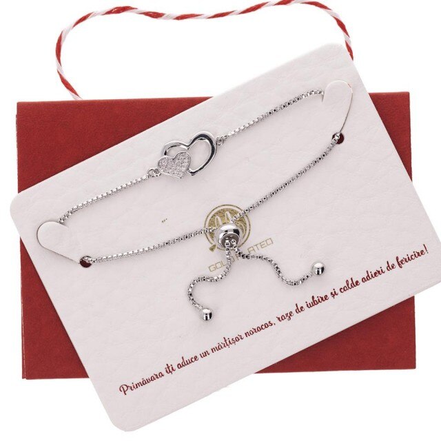 Bratara Argintie Premium Inimioare