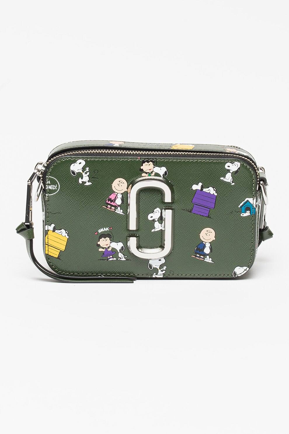 Marc Jacobs, Geanta crossbody din piele Snapshot Peanuts, Verde/Roz/Galben