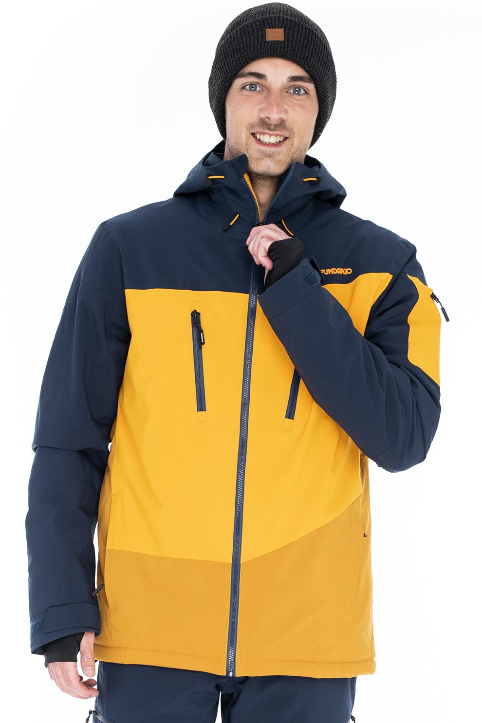 Fundango, Geaca cu gluga pentru ski Privet, Galben sofran/Bleumarin inchis