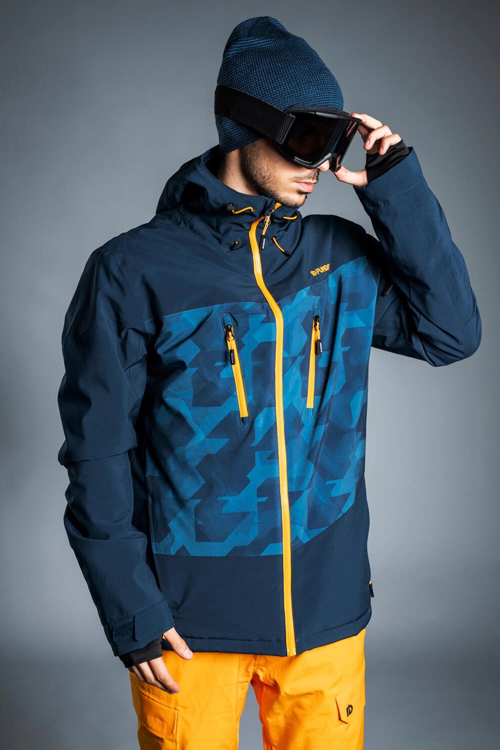 Fundango, Geaca cu gluga pentru ski Privet, Bleumarin/Oranj pal