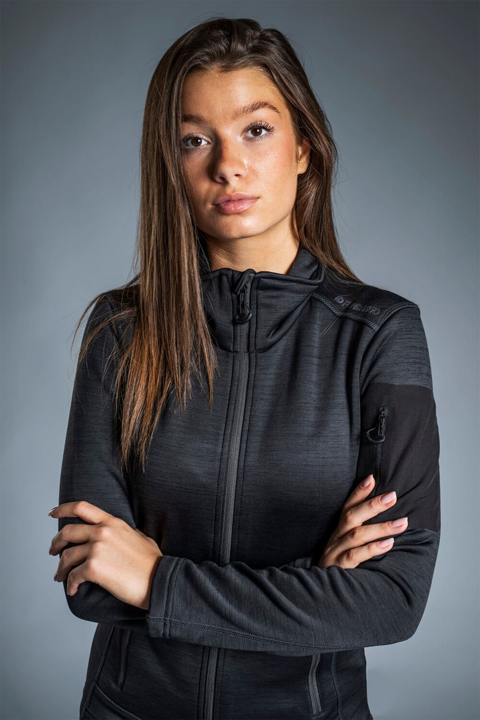 Fundango, Bluza sport cu fermoar pentru drumetii Antila, Negru
