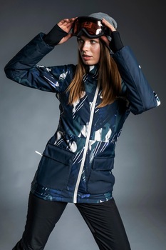 Fundango, Geaca cu imprimeu pentru ski Poplar, albastru inchis/alb Fundango, Geaca cu imprimeu pentru ski Poplar, albastru inchis/alb