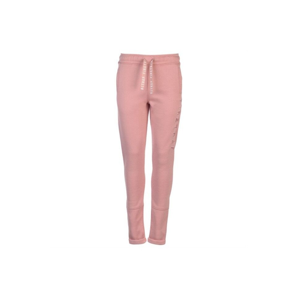 Pantaloni sport dama Firetrap Embroidered Jogging, Bumbac, Roz, XL