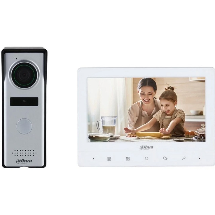 Kit videointerfon pentru o familie, post exterior + post interior 7", Dahua KTA02