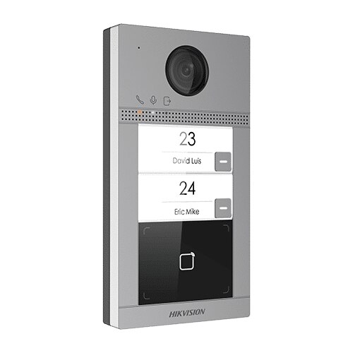 Panou exterior videointerfon TCP/IP pentru 2 familii, Wi-Fi 2.4GHz, control acces integrat - HIKVISION DS-KV8213-WME1