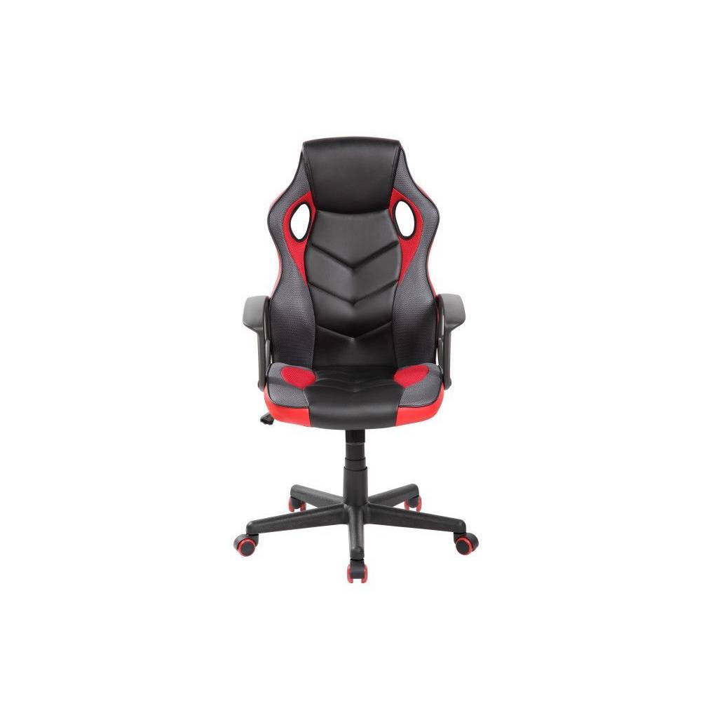 Scaun Ergonomic Rotativ de Gaming cu Spatar Inalt Bigshot BS9502BLKRED, Manere de sprijin, Piele Ecologica, 118 x 60.5 x 61 cm, Negru - Rosu