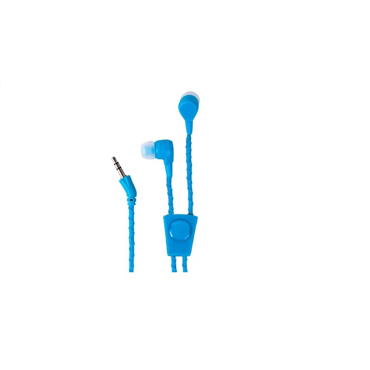 Универсални слушалки с 3,5 mm жак за поставяне в ушите, текстилен кабел с ръкохватка, сини, JMB-BBL3115