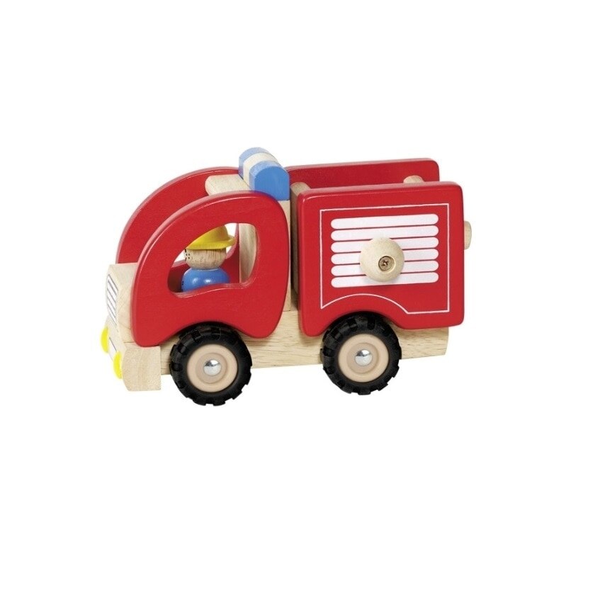Masina de pompieri, Goki, lemn, multicolor, fara telecomanda, 16.7 x 9.1 x 10.5 cm