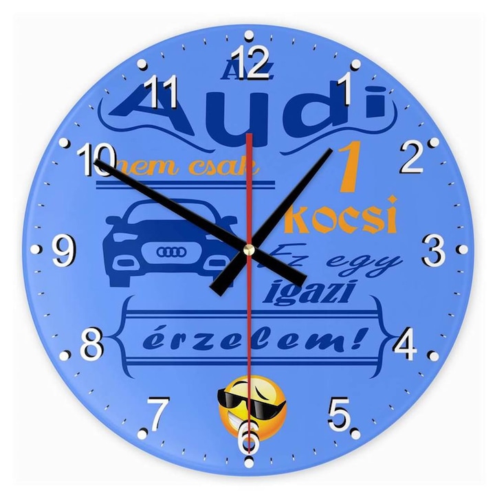 Az Audi egy igazi érzelem kör alakú üveg óra falióra