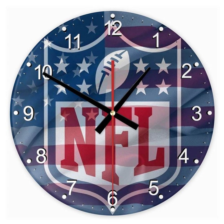NFL Amerikai foci 84 kör alakú üveg óra falióra