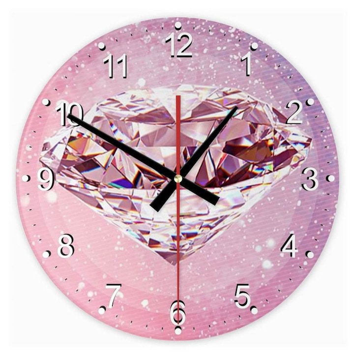 Pink gyémánt 1 kör alakú üveg óra falióra