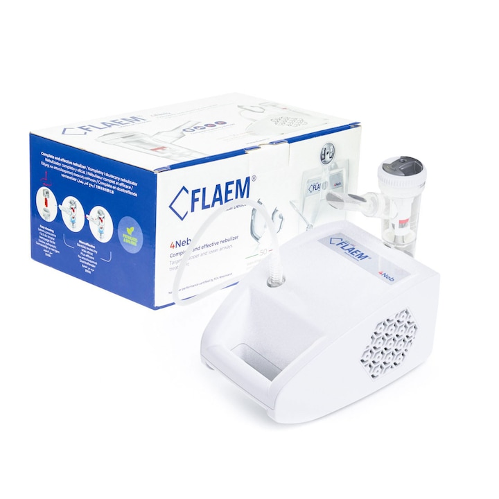 Aерозолен апарат FLAEM 4NEB, професионален инхалатор с компресор, 4 режима на пулверизиране, регулиране на частиците