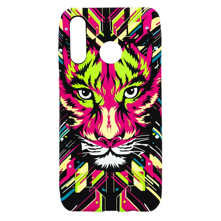 Husa de telefon, LUXO, compatibil cu Huawei P30 Lite, model HyperTech Puma cu efect fosforescent, TPU, multicolor
