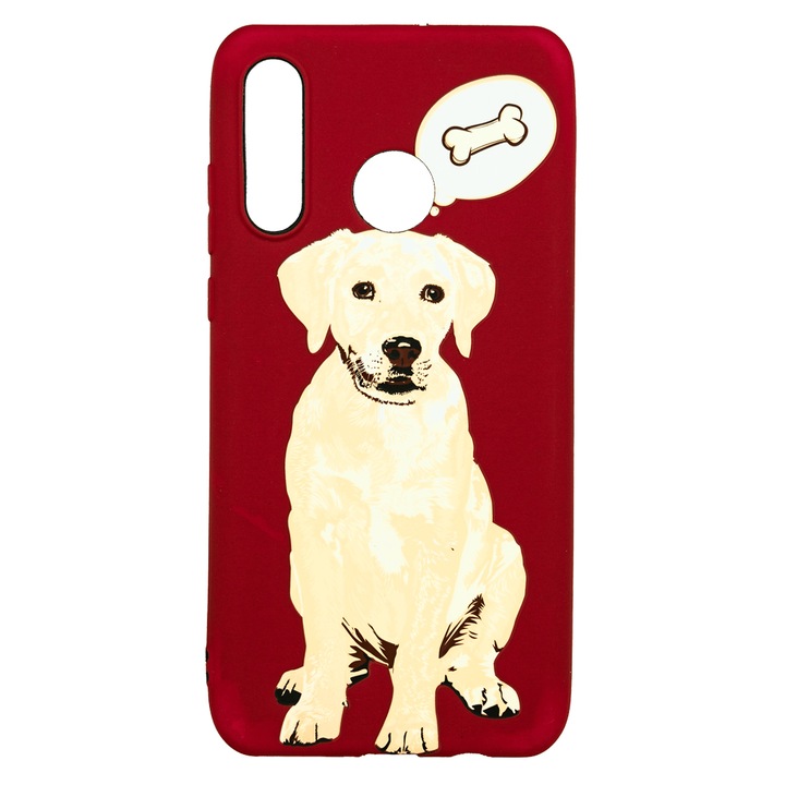 Husa de telefon, LUXO, compatibil cu Huawei P30 Lite, model Dog & Bone cu efect fosforescent, TPU, multicolor