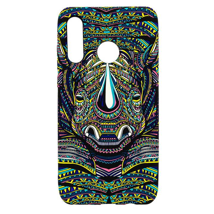 Husa de telefon, LUXO, compatibil cu Huawei P30 Lite, model Tribal Rhino cu efect fosforescent, TPU, multicolor
