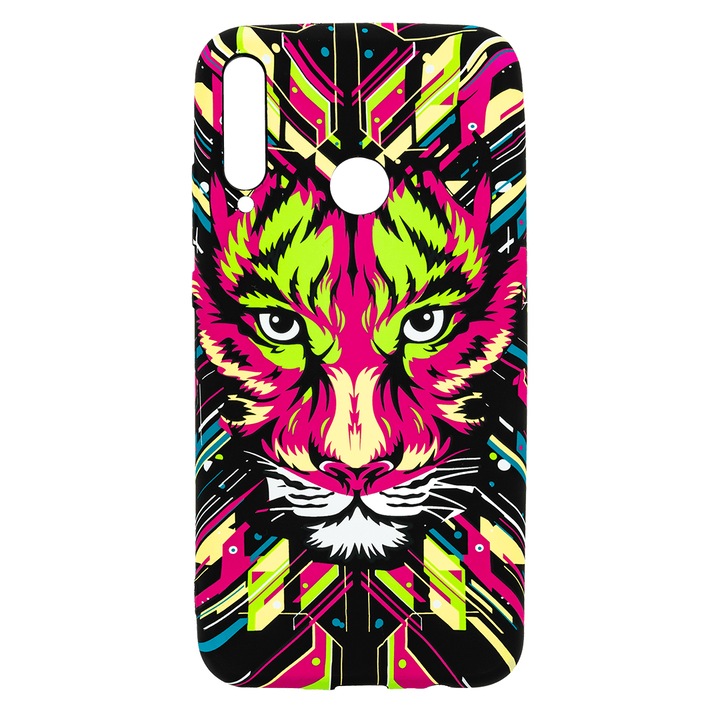 Husa de telefon, LUXO, compatibil cu Huawei P40 Lite E, model HyperTech Puma cu efect fosforescent, TPU, multicolor