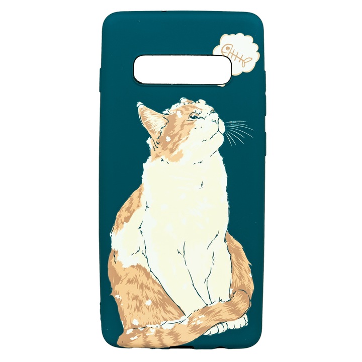 Husa de telefon, LUXO, compatibil cu Samsung Galaxy S10 Plus, model Cat & Fish cu efect fosforescent, TPU, multicolor