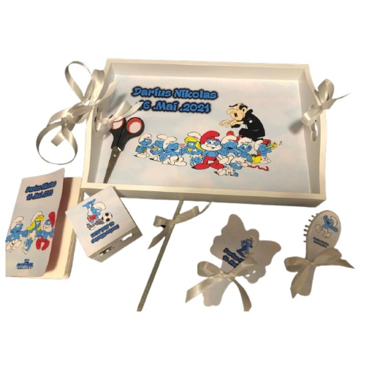 Set Tava Mot Turta Strumfi Si Gasca, 7 piese