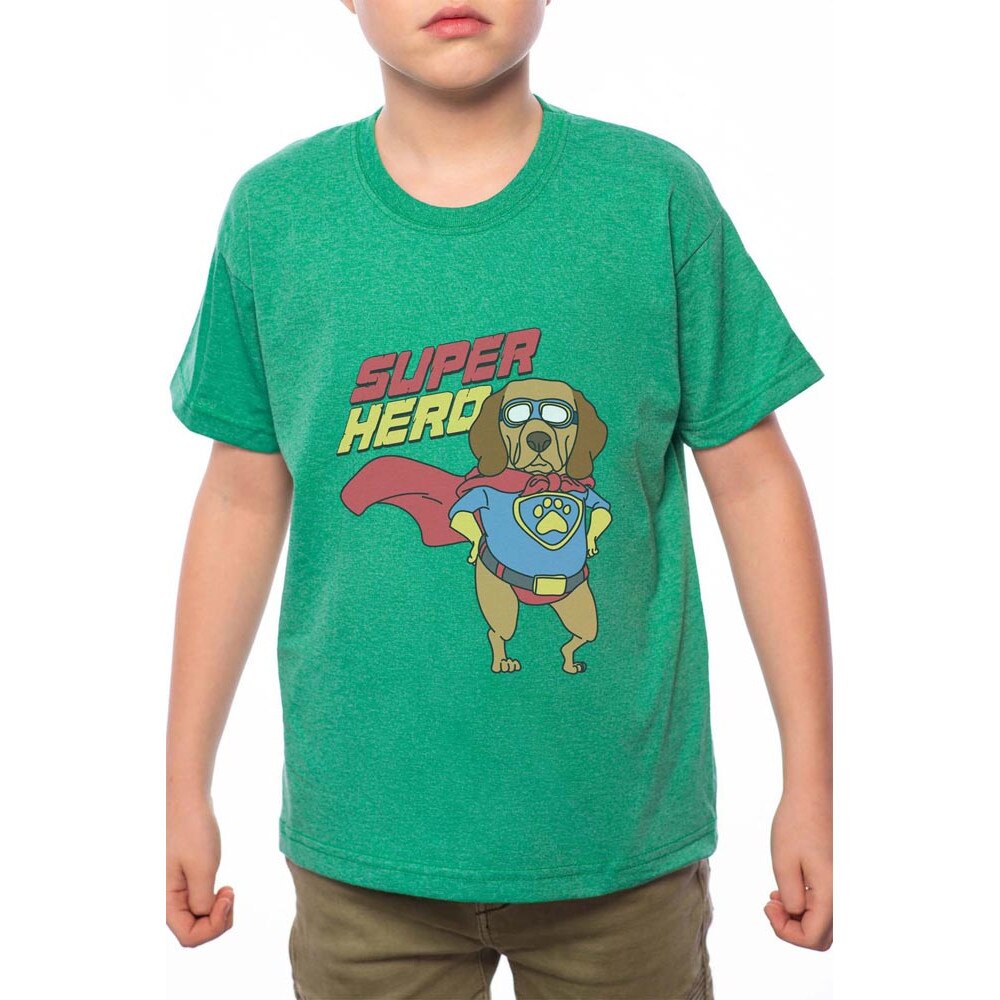 Tricou Baiat, Super Hero, 100% Bumbac, B107, Verde