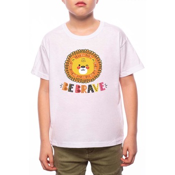 Tricou Baiat, Be Brave, 100% Bumbac, A104, Alb Tricou Baiat, Be Brave, 100% Bumbac, A104, Alb