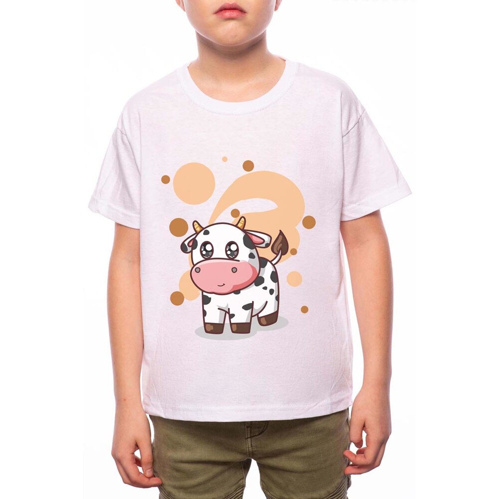 Tricou Baiat, Cute Cow, 100% Bumbac, B105, Alb