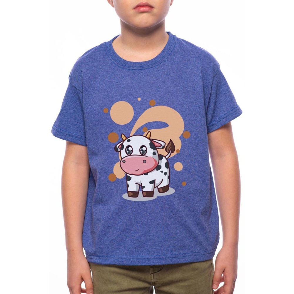 Tricou Baiat, Cute Cow, 100% Bumbac, B105, Albastru