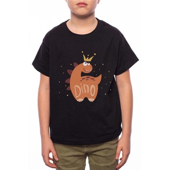 Tricou Baiat, Dino, 100% Bumbac, B109, Negru Tricou Baiat, Dino, 100% Bumbac, B109, Negru